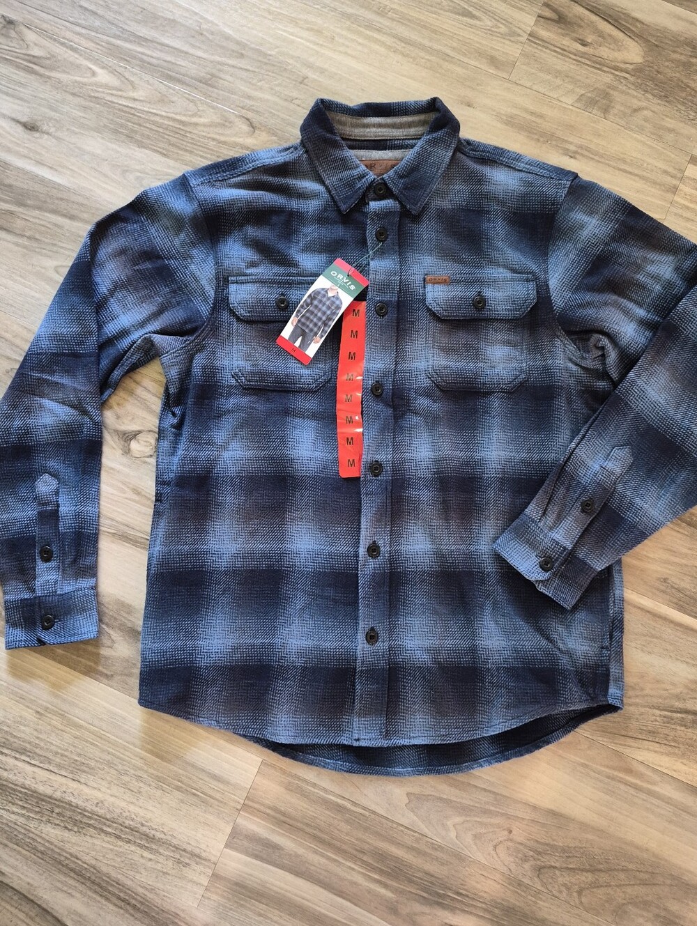 Orvis Men's Heavyweight Flannel Shirt Blue Shacket Cabincore Work Grunge NEW Med